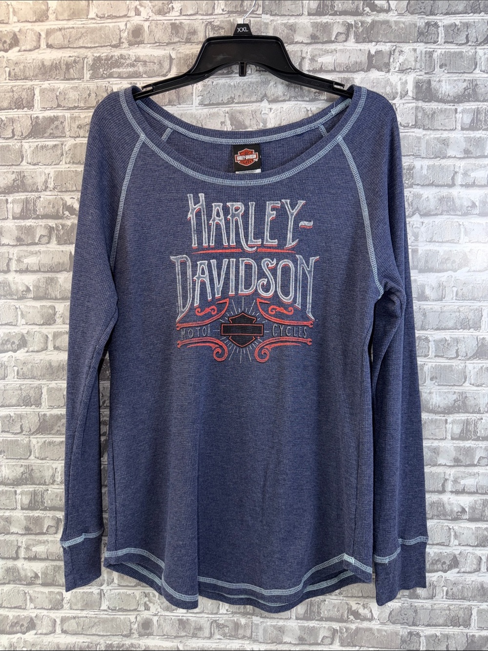Harley-Davidson Women's Navy Blue Long Sleeve Graphic Tee